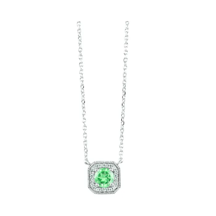 White Gold Diamond Emerald Fashion Pendant Necklace Gems One Necklaces